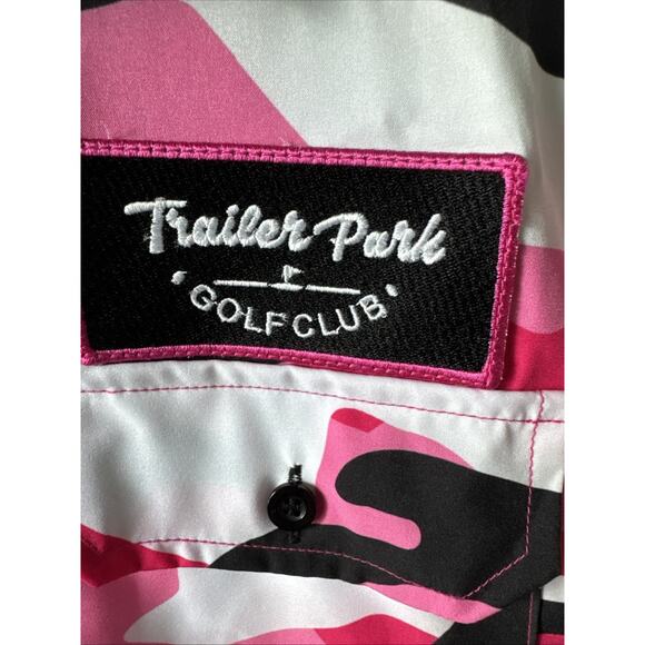 Trailer Park Golf Club Member Shirt Pink Camo Mens XL Short Sleeve Camp Flamingo - Picture 3 of 9